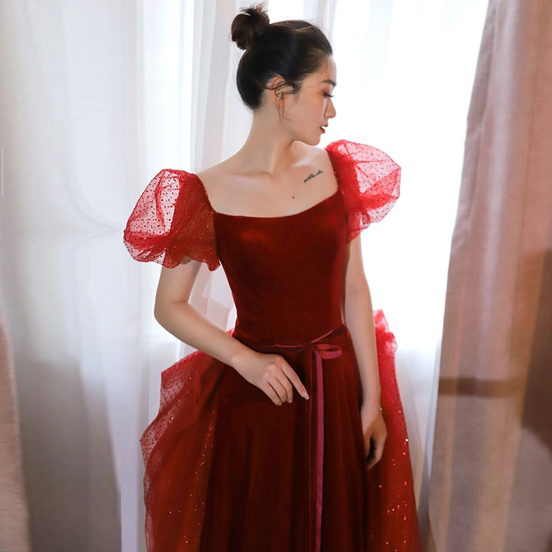 新娘2023新款结婚红色连衣裙轻婚纱 碧颜礼服/晚装