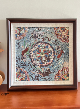 敦煌壁画莲花飞天茶室餐厅挂画