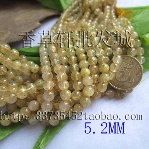 DIY散珠材料配件饰品5 6 7MM天然优质金发晶散珠圆珠体透发密3024 - 图1