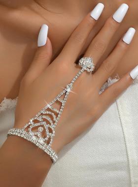 饰品 欧美跨境流行夜店女士手链手环指环水钻手链流苏女手环晚宴