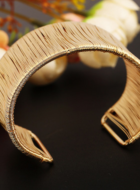 跨境欧美时尚新款手饰 金色银色铁丝开口手镯女创意流行首饰配饰