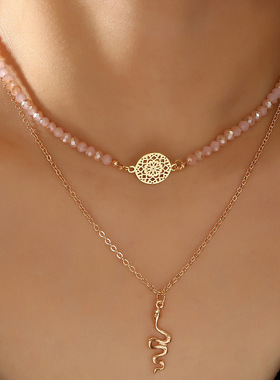 跨境欧美异形石女金属链条项链 蛇形吊坠简约服饰搭配爱心女项链