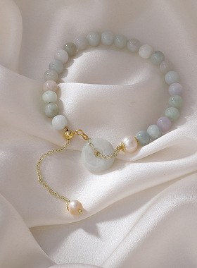 平安扣手链女ins小众设计简约淡水珍珠手串闺蜜礼物送女友