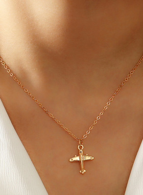 流行饰品复古个性金属颈链项饰飞机小花蝴蝶项链创意流行首饰配饰