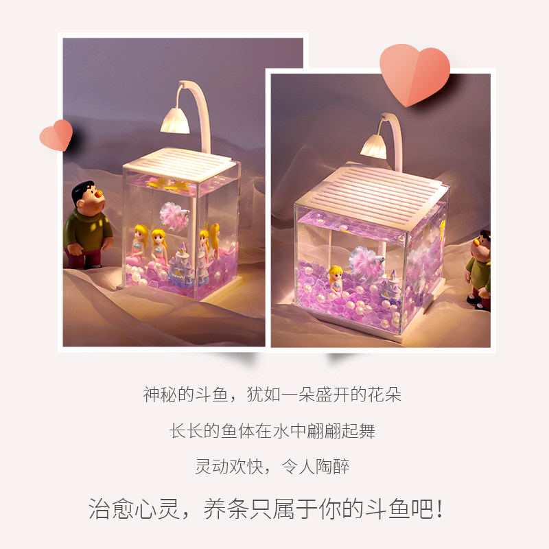 2025新款斗鱼缸小型网红玻璃缸客厅桌面观赏鱼造景办公室工位鱼缸,淘宝优惠券,粉丝福利购,淘宝优惠卷