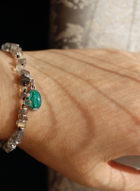 黑尖晶独特法国14k包金原创设计