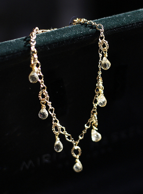 1/8/11月生辰石黄水晶橄榄石榴石美国包金防掉色旺发财富包邮手链