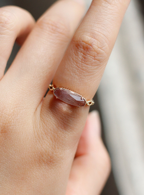 极光森林日系轻奢A阿卡家同款星芒蓝光月光石925纯银厚镀金戒指女