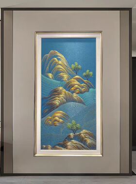 212中式新中式客厅玄关刺绣装饰画如意金山80160