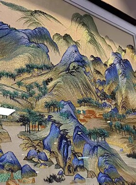 新中式山水刺绣千里江山图满绣版本织锦绣沙发背景墙挂画85225