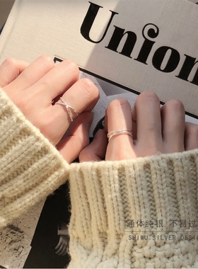 纯银绕线日韩风学生戒指