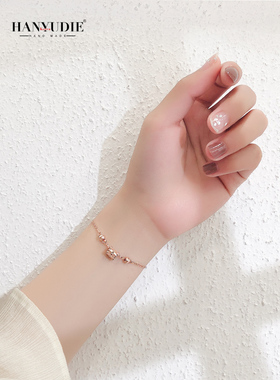 小众设计ins玫瑰金小蛮腰彩金手链女网红纯银轻奢手饰情人节礼物