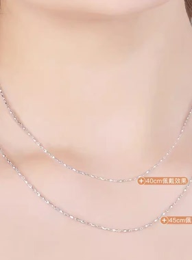 S999千足银项链女正品老银简约百搭纯银长款锁骨链子无吊坠匠人潮