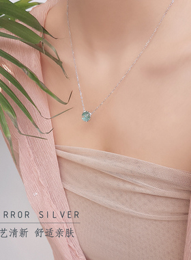 小麋人蓝色水滴日系礼物锁骨链