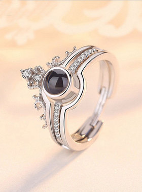 纯银开口情侣戒指刻字定制网红