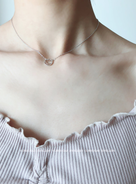 纯银镀金耳钉百搭笑脸项链