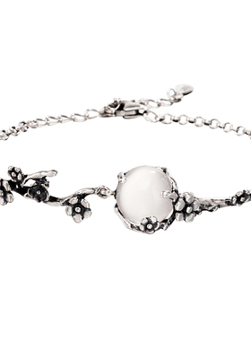 原创镶嵌玉髓纯银手链送朋友礼物