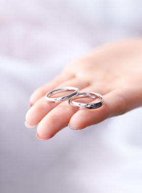 纯银光面百搭日韩风礼物情侣对戒