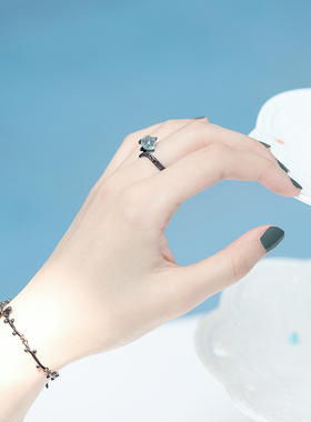 纯银韩版学生黑色月夜森林手链