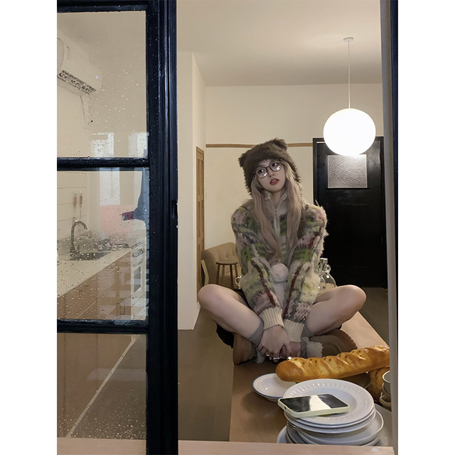 NECOYEP turtleneck zipper knit sweater jacket