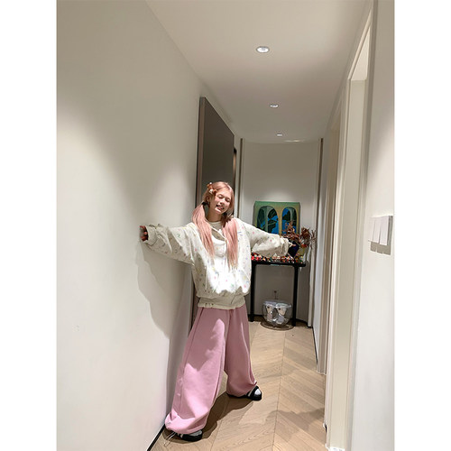 NECOYEP 美式慵懒风星星满印连帽开衫卫衣男女春秋简约休闲外套 - 图3