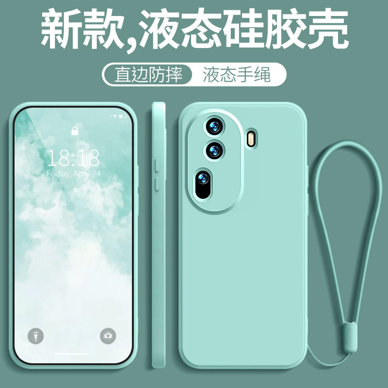 适用于opporeno11手机壳reno11硅胶壳reno十一防摔壳11软套0pp0ren011男手机套女oppo直边液态新款全包带挂绳-图2