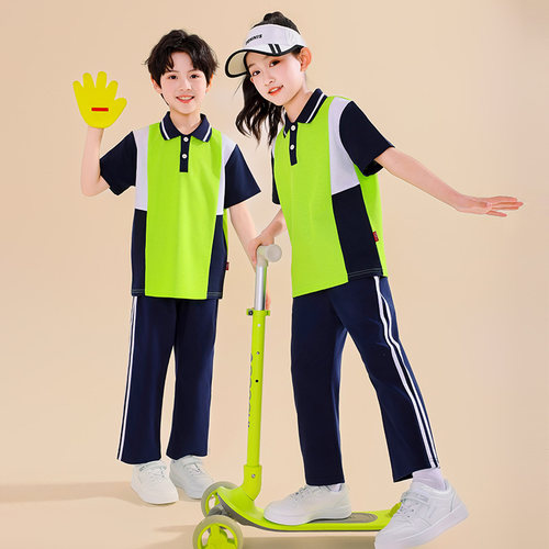 小学生校服夏季短袖长裤套装幼儿园园服儿童班服运动会开幕式服装 - 图0