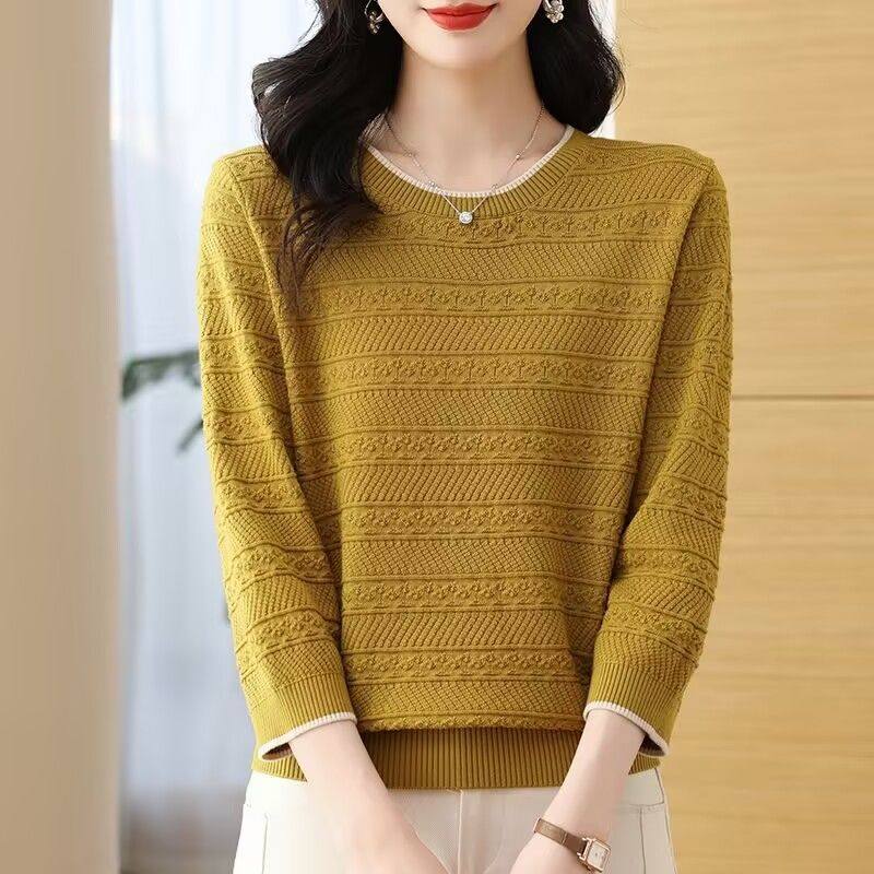 妈妈春秋装七分中袖针织衫T恤女新款宽松显瘦洋气薄款打底上衣潮,淘宝优惠券,粉丝福利购,淘宝优惠卷