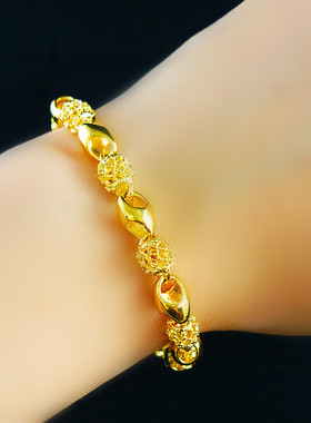 磨砂越南沙金珠子手链同款不掉色