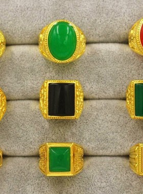 金镶玉男士久不掉色帝王仿真戒指