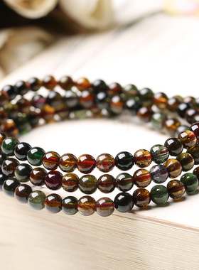 老料三圈深色系水晶转运碧玺手链