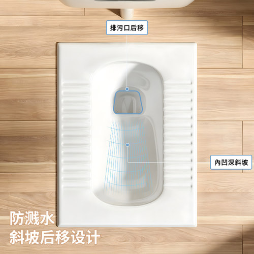 家用陶瓷蹲便器冲水箱套装整套大便器防臭蹲厕蹲坑便池蹬便器卫浴 - 图1