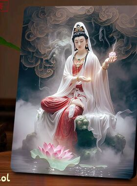 观音菩萨莲花相框摆台