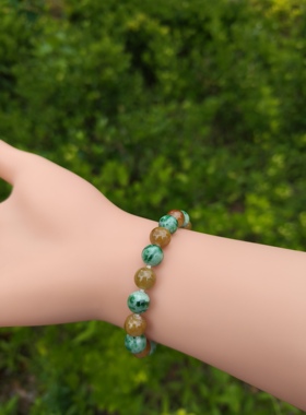 缅甸A货老坑冰种飘花手链男女款玉石珠子单圈手串