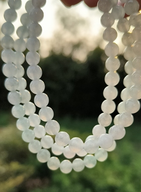 卡6mm冰种晴底项链手链绕手三圈天然缅甸翡翠A货105颗送证书