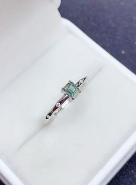 透辉石S925银戒指黄蓝宝绿蓝宝