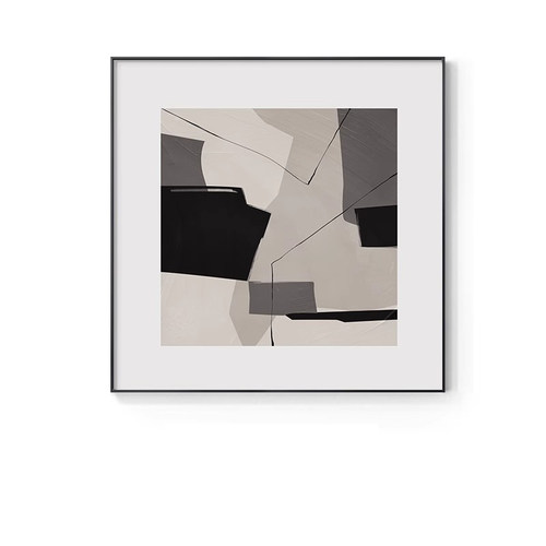 黑白灰抽象餐厅装饰画现代简约高级感艺术客厅挂画卧室画餐桌壁画 - 图3