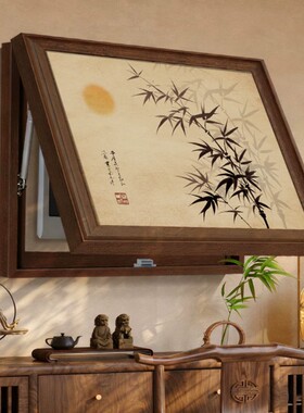 新中式电表箱装饰画宋氏美学电闸箱强弱电箱遮挡画墨竹山鸟玄关画