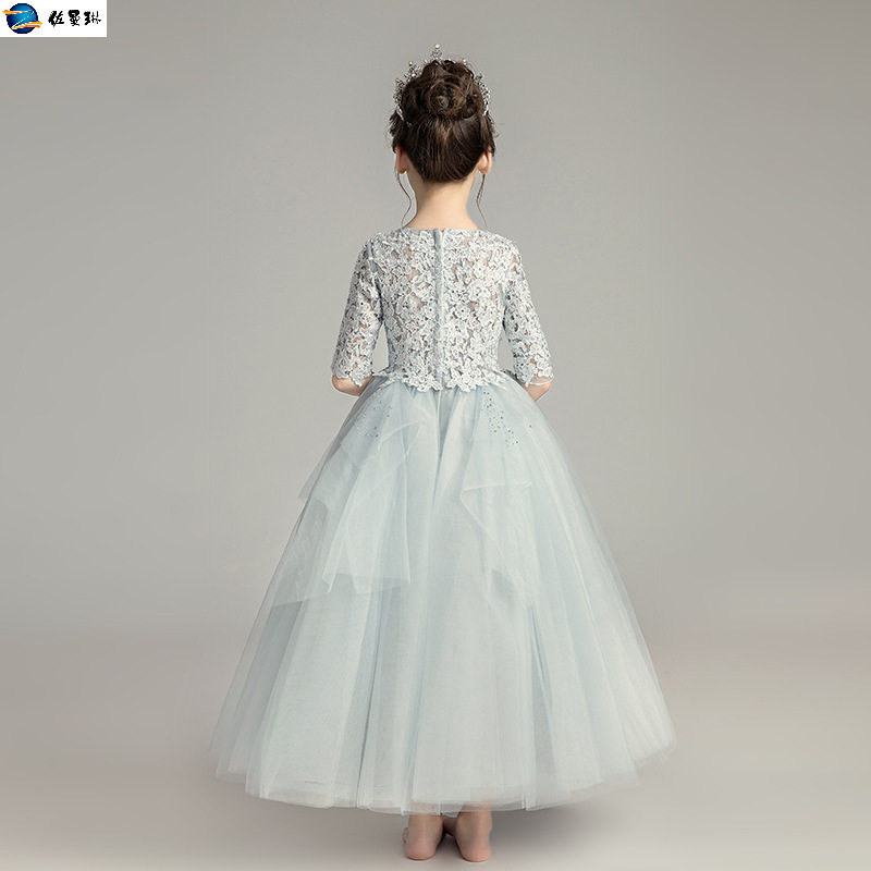 小主持公主裙长袖花童婚纱演出服 佐曼琳连衣裙