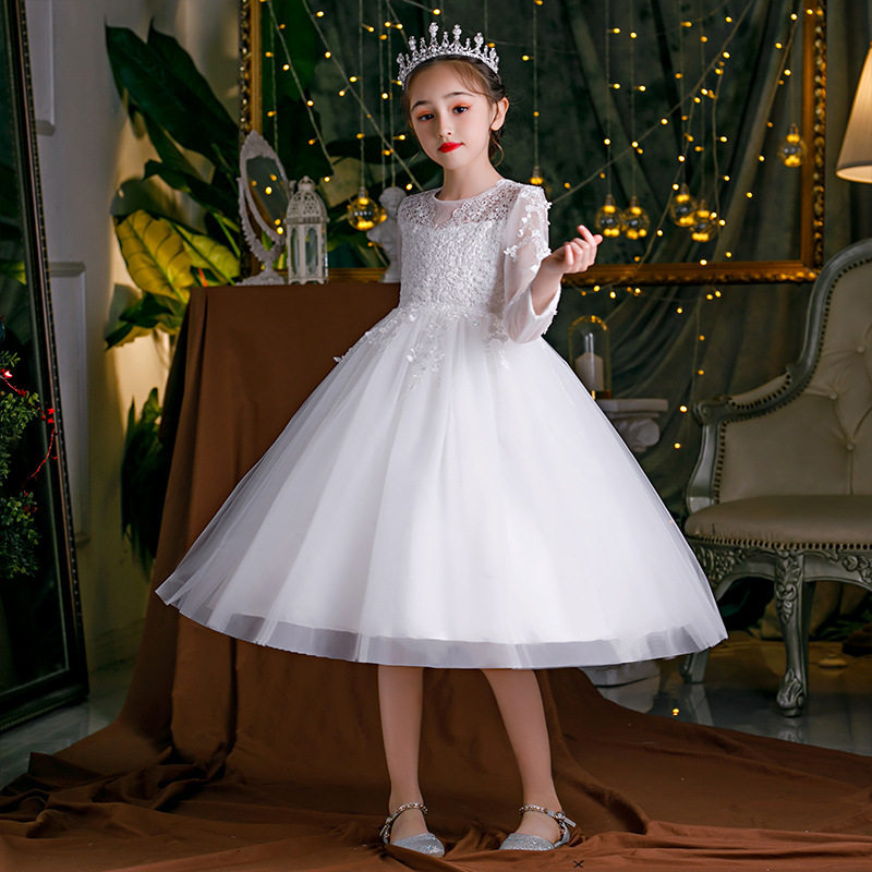女童春秋洋气公主裙儿童婚纱演出服 佐曼琳连衣裙