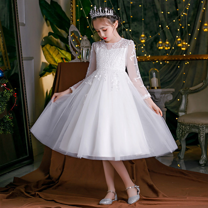 女童春秋洋气公主裙儿童婚纱演出服 佐曼琳连衣裙