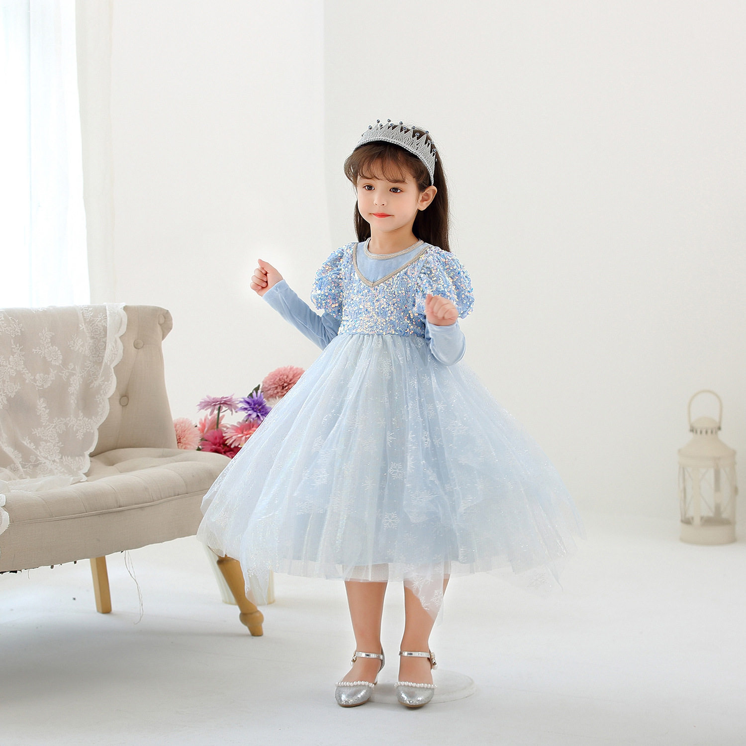 公主裙21秋新款韩版女童丝绒亮片裙 佐曼琳连衣裙