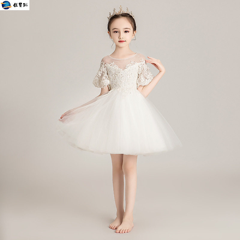 女童白纱公主裙花童婚纱裙夏演出服 佐曼琳连衣裙