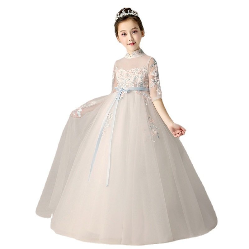 小花童女童蓬蓬纱钢琴表演服公主裙 佐曼琳连衣裙