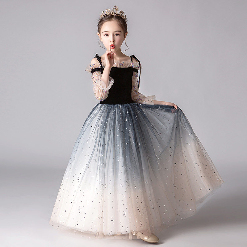 女童主持走秀钢琴花童儿童演出服 佐曼琳连衣裙