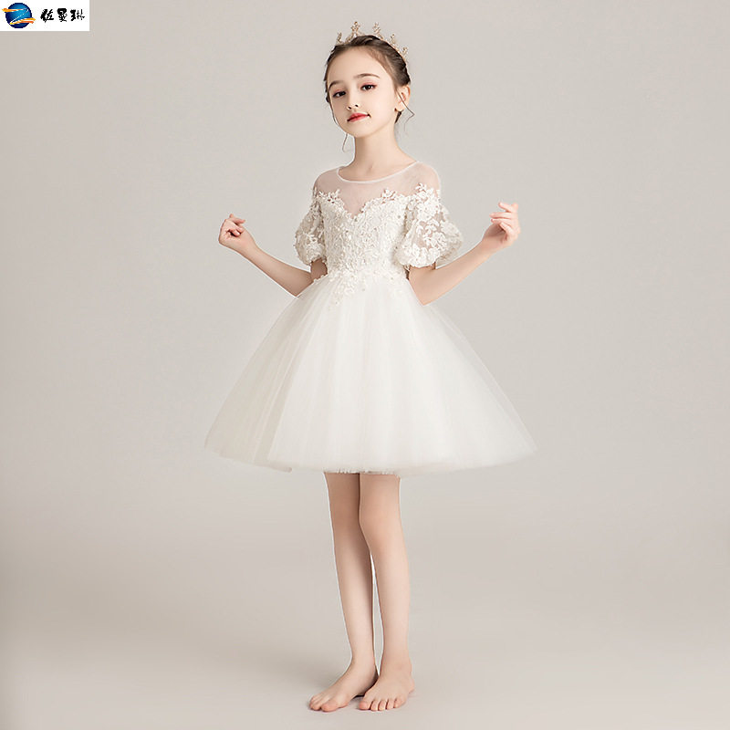 女童白纱公主裙花童婚纱裙夏演出服 佐曼琳连衣裙