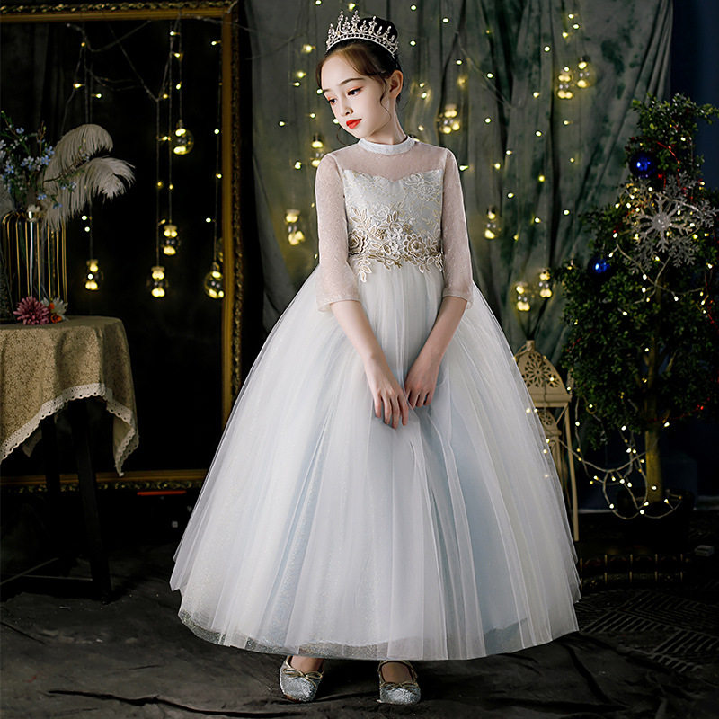 儿童公主裙女童蓬蓬纱花童演出服 佐曼琳连衣裙