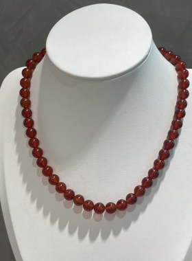 丽银新款天然红玛瑙项链
