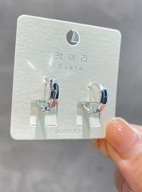 琪娅拉新款s925通体纯银通勤车花切面极简耳扣~内径约10.6mm