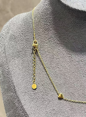 主播自留小众爱心点缀钛钢保色金属项链颈链~长度约39.5+5.5cm